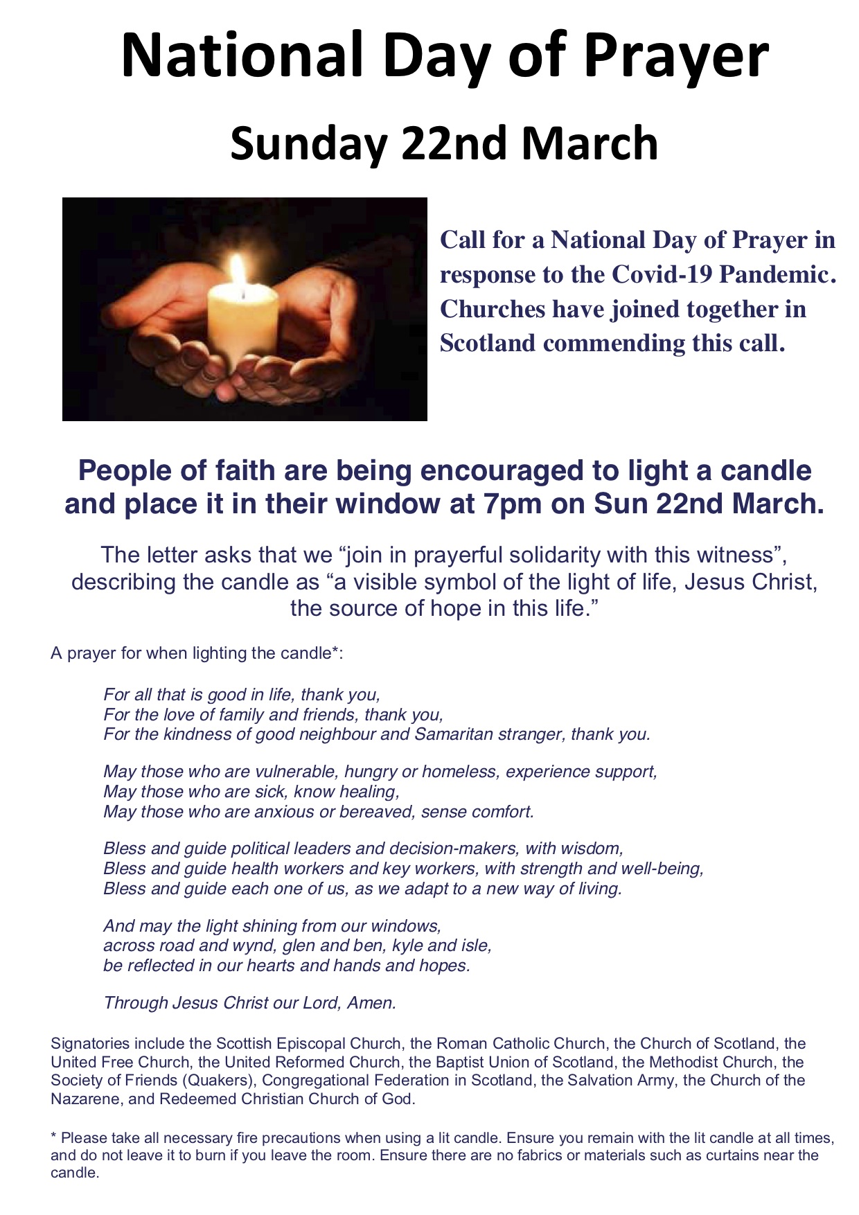 National Day of Prayer: Sunday 22nd March