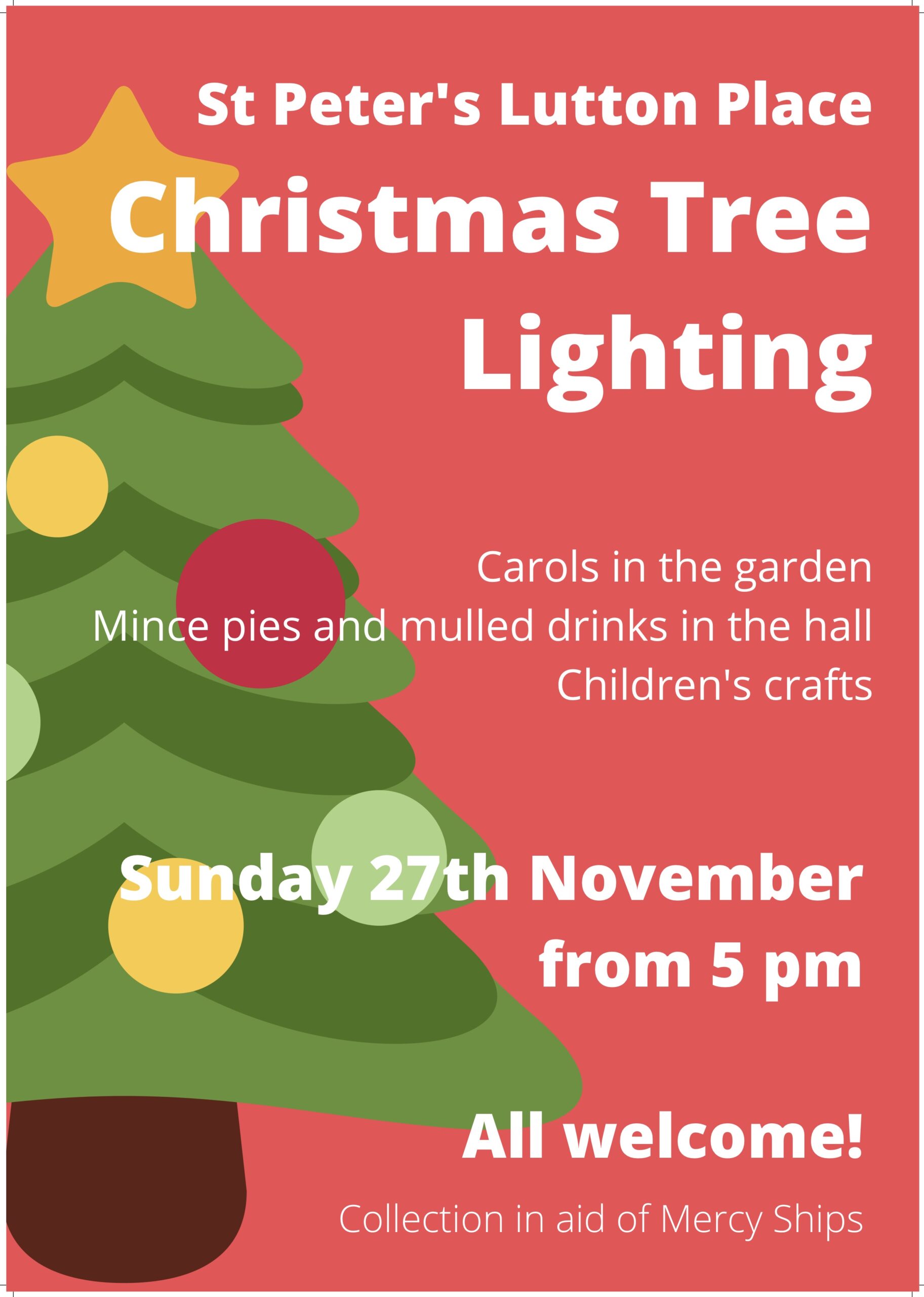 Tree Lighting Ceremony, Sunday 27th November, 5pm