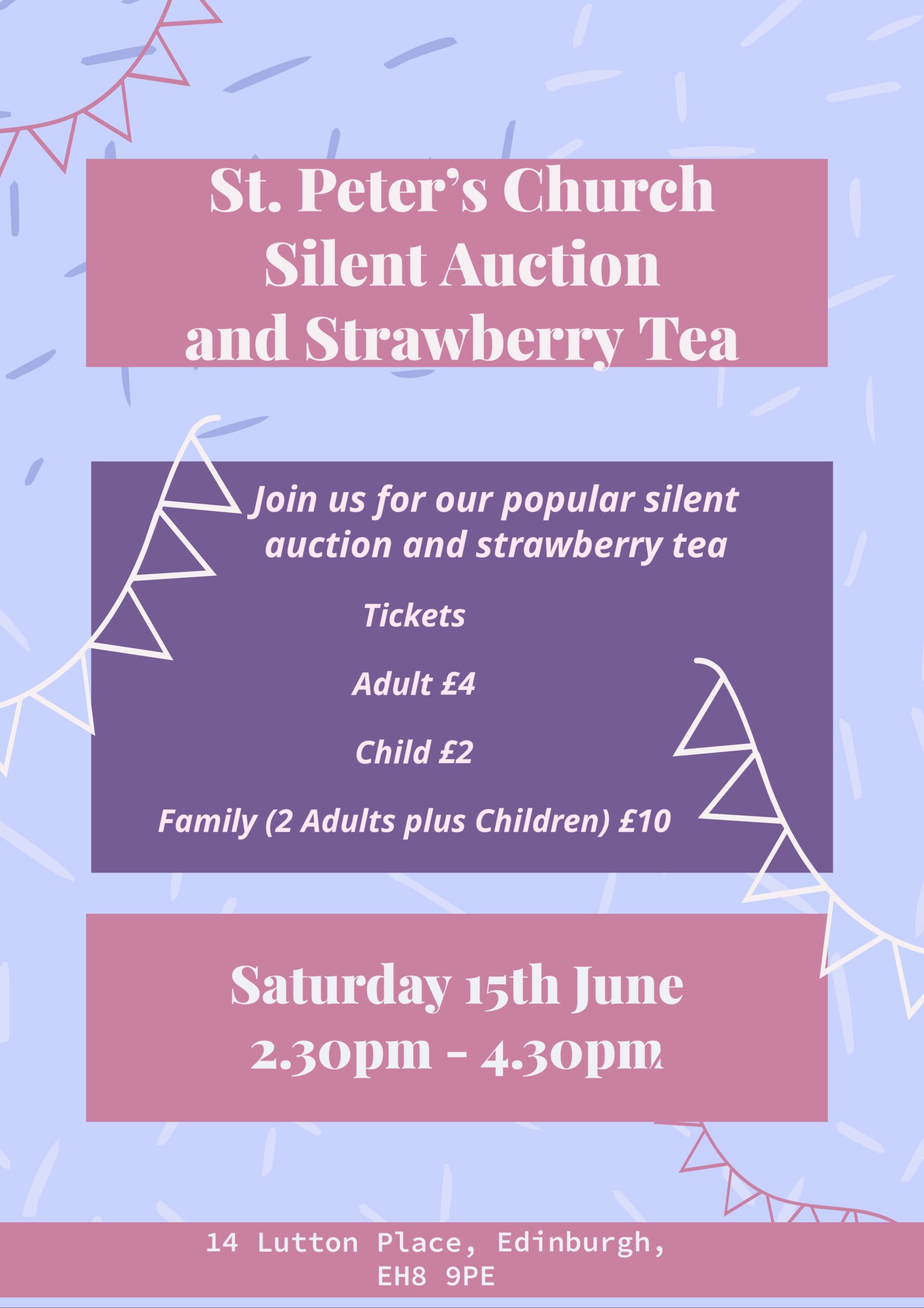 Strawberry Fair & Silent Auction: Saturday 15th June, 2.30pm-4.30pm